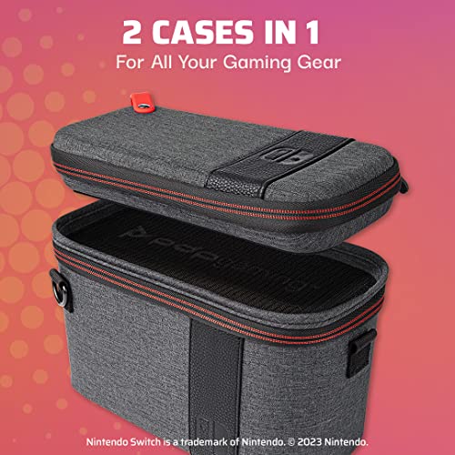 PDP Pull-N-Go 2-in-1 Travel Case & Accessory Storage for Nintendo Switch | Licensed for Nintendo Switch, Removable Compartments, Hard-Shell Design, Removable Slim Travel Case, Elite Edition Grey - style: Pull-n-go