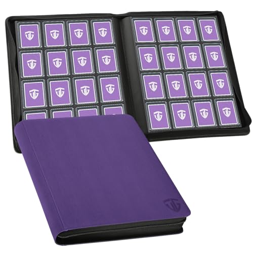 16 Pocket Toploader Binder,Holds 640 3”x4” Toploader Hard Cases,Sleeves Card Collection Binder,20 Double Sided Pages,Compatible with Trading & Sports Holder(Purple) - color: Purple, size: 16 Pocket