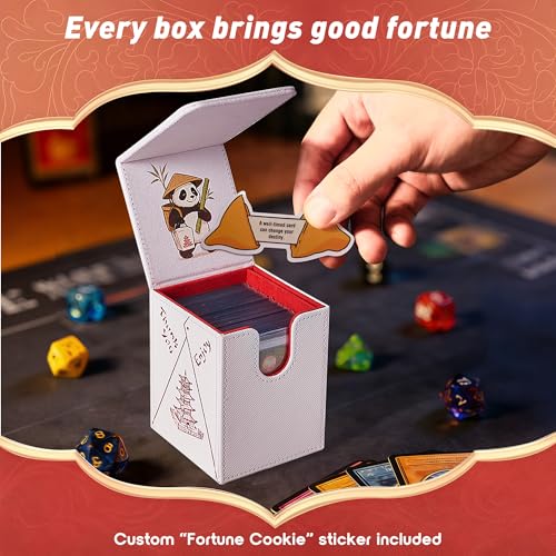 Chinese Takeout Deck Box Fits 35+ Toploaders (White and Red) | Holds 120 Single/100 Double-Sleeved Cards, Fit MTG/PTCG/OPTCG Cards, Strong Magnet, PU Leather, With 2 Dividers & 1 Toploader - color: White and Red