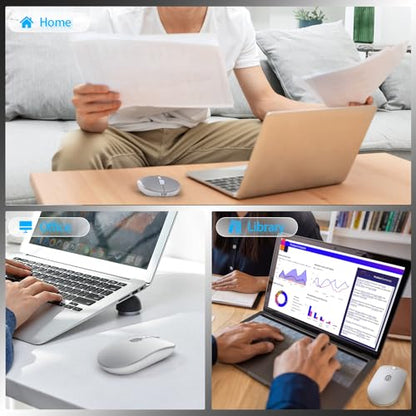 MAGIC-REFINER X1 Wireless Computer Mouse with Battery Level Visible, Silver | 2.4G Portable, Ultra Slim USB Mouse, Silent Click, 1600 DPI for Win/Mac/PC/Laptop/Computer/Office/Travel - color: Silver