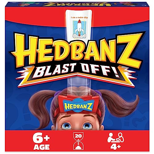 Spin Master Games Hedbanz Blast Off! Guessing Game with 25 Bonus Cards, Family Game Night for Kids and Families Ages 6 and up (Amazon Exclusive) - style: Hedbanz Blast Off, Includes 25 Bonus Cards