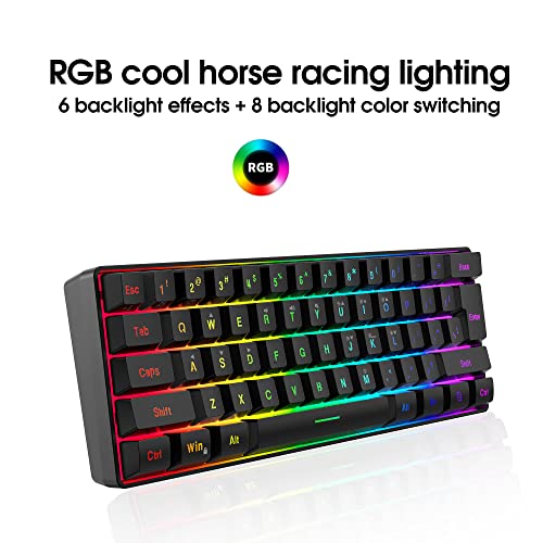 DGG 60% Gaming Keyboard and Mouse Combo, Small Keyboard and Mouse Set, Mini Gaming Keyboard 61 Keys True RGB Mechanical Feeling Keyboard Mouse Combo for Computer PC Gamer - color: Black Set