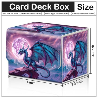 Card Deck Box for MTG Trading Cards with Magnetic Closure,Premium Card Storage Box Case Cover for TCG CCG Magic Cards,Purple Dragon Moon - color: Purple Dragon Moon