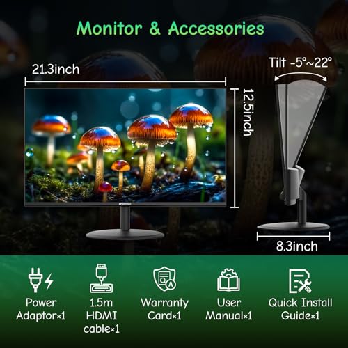 SANSUI Computer Monitor 24 inch Eye Care FHD 1080P Display HDMI,VGA Ports with 178° Viewing Angle/Frame-Less/Tilt/VESA Compatible for Office and Home - size: 24 Inch