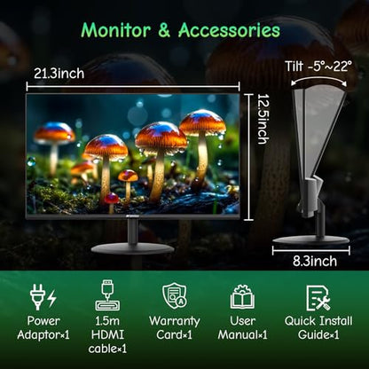 SANSUI Computer Monitor 24 inch Eye Care FHD 1080P Display HDMI,VGA Ports with 178° Viewing Angle/Frame-Less/Tilt/VESA Compatible for Office and Home - size: 24 Inch