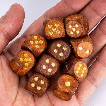 10PCS 6 Sided Dice Set 16mm Wooden D6 Game Dice for DND Board Games | Leather Storage Bag, DM Gift, for Dungeons and Dragons Role Playing Games - color: D6-brown G