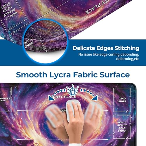 MTG Playmat 24x14 in, TCG Card Game Mat with Stitched Edges, Non-Slip Rubber Base, Waterproof Play Mat for Trading Card Games, 2mm Thickness with Storage Bag – Galaxy Black Hole
