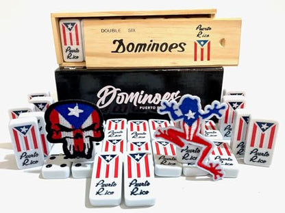 Puerto Rico Dominoes Adult Set Gifts Double six Puerto Rican Domino Set Boricua Style Comes with PR Flag