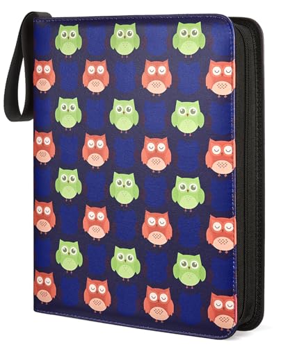 Fabmaker 9 Pocket Card Binder, PU Cover Trading Card Binder Holds 756 Cards | Premium 3 Ring Zipper Card Binder, Portable Baseball Card Binder, Collection Album for Game & Sport Cards, Cartoon Style - color: Cartoon Style