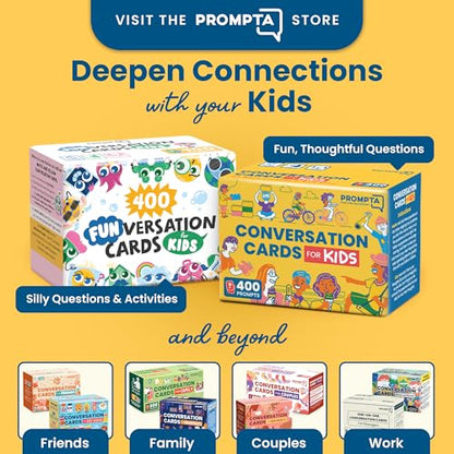 400 Conversation Cards for Kids – Engage Kids, Laugh, and Grow Closer During Family Dinner, Game Night, and Road Trips – Have Fun Building Social-Emotional Skills - Super Portable 2.5" x 1.75" Cards