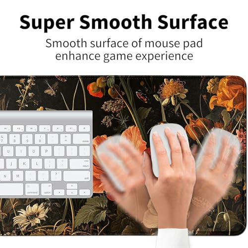 Garden with Flowers and Insects for MTG & TCG Playmat Mouse Pad,BFDHGQZC 24" x 14" Game Mat for MTG/RPG/CCG Trading Card Game Playmats Table Mat Perfect for Card Games Video Games Computer Office - color: Garden With Flowers and Insects