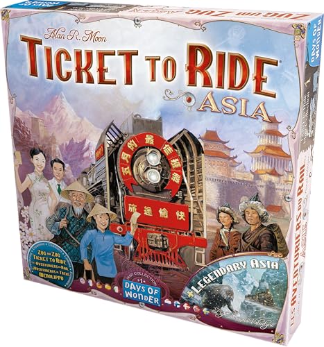 Asmodee Ticket to Ride Asia Board Game Expansion - Expand Your Railway Adventures! Fun Family Game for Kids & Adults, Ages 8+, 2-6 Players, 30-60 Minute Playtime - size: 3. Map Collection, style: Asia