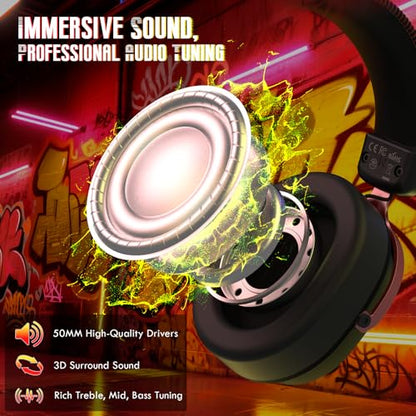 ATTACK SHARK L30Pro Wireless Gaming Headset with 2.4Ghz/BT/Wired, Long Battery Life with Detachable Microphone 7.1 Surround Sound Ultra-Low Latency for PC/PS5/Xbox/Switch/Mobile Black&Red - color: Black/Red