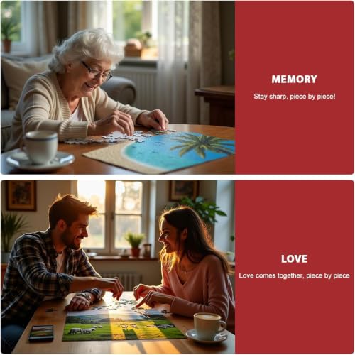 1000 Piece Puzzle for Adults, 2 Pack River and Farm Landscape Puzzles, City and Countryside Theme, Challenging Jigsaw Puzzles for Family Game Night, Ideal for Decor - style: River&Farm