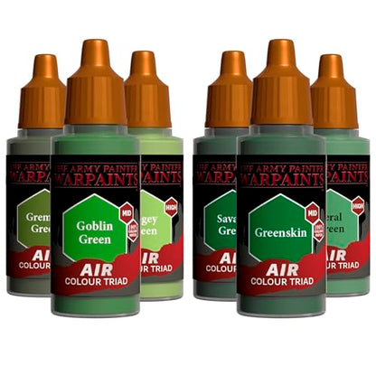 The Army Painter, Air Triads Orcs + Goblins, 6 x 18 ml, aerografo | Colori acrilici pre-diluiti per aerografo, per miniature D&D e Warhammer - color: Orcs + Goblins