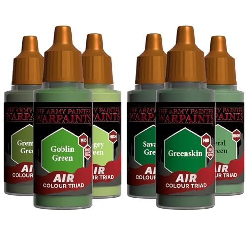 The Army Painter, Air Triads Orcs + Goblins, 6 x 18 ml, aerografo | Colori acrilici pre-diluiti per aerografo, per miniature D&D e Warhammer - color: Orcs + Goblins