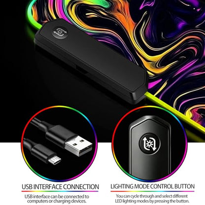 RGB Abstract Colorful Marble Swirl Fluid Gaming Desk Mat, Computer Keyboard Large Extended Long LED Mouse Pad for Office and Home, XL (W22) - color: Rgb-w22