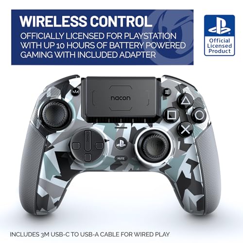 Nacon Revolution 5 Pro Officially Licensed PlayStation Wireless Controller | For PS5 / PS4 / PC - Hall Effect Joysticks and Triggers, Trigger Stops, Mappable Buttons, 8-way and 4-Way D-pad - Arctic Camo - color: Arctic Camo
