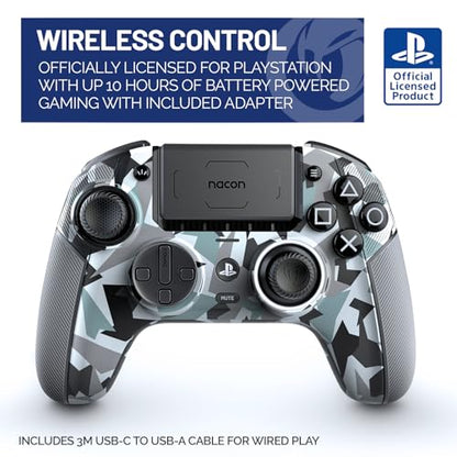 Nacon Revolution 5 Pro Officially Licensed PlayStation Wireless Controller | For PS5 / PS4 / PC - Hall Effect Joysticks and Triggers, Trigger Stops, Mappable Buttons, 8-way and 4-Way D-pad - Arctic Camo - color: Arctic Camo