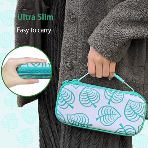 TIKOdirect Carrying Case for Switch lite, Shockproof Portable Travel Bag with Glitter Galaxy cover, Screen Protectors and Cute Leaf Thumb Grips Caps, Animal Crossing Green - color: Animal Crossing Green