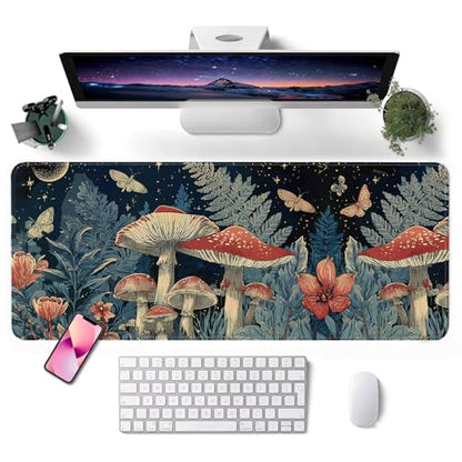 Mouse Pad, Desk Mat, 31.5x11.8in Large Mousepad, Mushroom | Desk Pad with Stitched Edge & Rubber Non-Slip Bottom, Gaming Mouse Pad, Extended Mousepad for Home, Office - color: Mushroom