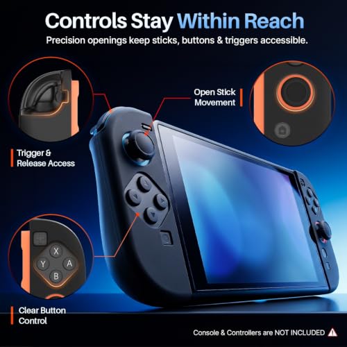 TNP JoyCon Cover for Nintendo Switch 2, Silicone Controller Case, Black | 2-Piece Anti-Slip Skin Set for Left and Right Joy-Con 2 Controllers with Matching Thumb Grip Caps; Controllers Not Included - color: Black