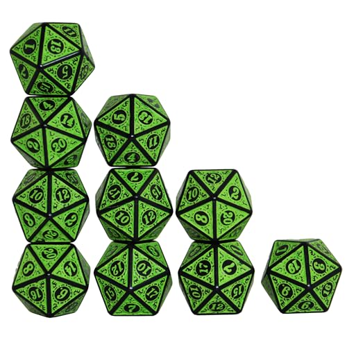 SmartDealsPro 10-Pack Retro 26mm Large 20 Sided Dice D20 Polyhedral Dice for DND RPG MTG Table Game(Retro Green) - color: Retro Green
