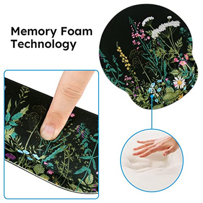 iCasso Large Mouse Pad, Mouse Pad Wrist Support Set,4in1 XXL Large Mousepad + Keyboard Wrist Rest+Mouse Wrist Rest+Coaster Set with Ergonomic Design for Home Office Table Computer-Weeds - color: Weeds