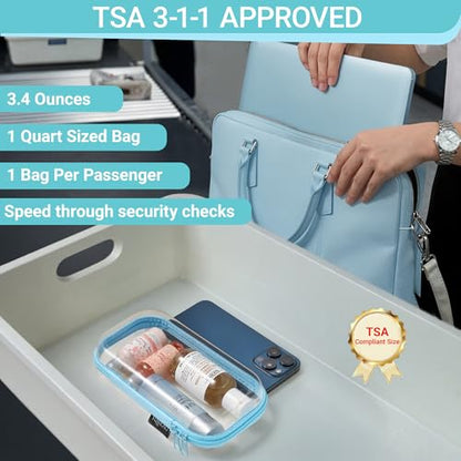 YQBRAO 4-Pack Clear Hard Shell Zipper Case, 1.2mm Ultra-Thick Diaper Bag Organizer Pouches, Rigid Self-Standing Travel Makeup Bags with YKK Zippers, TSA Approved, Blue - color: Blue, size: 4 Pack(S)