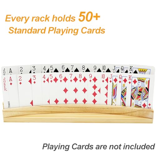 Card Holders for Playing Cards Set of 2 Soild Wood Cards Holders for Kids Seniors Adults, Playing Card Trays/Racks for Bridge Canasta Strategy Foot and Hand - size: set of 2