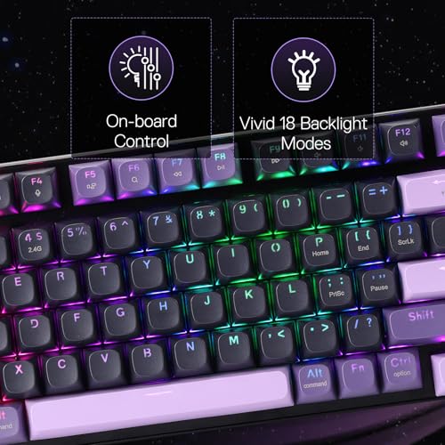 Redragon K740 PRO Wireless RGB Gaming Keyboard, Aluminum Base & Knob, 95% | Rock-Solid Metal Build, Multi-Function Control Wheel, Creamy Custom Switch, Swap-Ready Socket, Fade-Resistant PBT Keycap - color: Purple Rain, size: 98 Keys