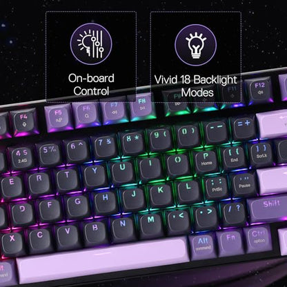 Redragon K740 PRO Wireless RGB Gaming Keyboard, Aluminum Base & Knob, 95% | Rock-Solid Metal Build, Multi-Function Control Wheel, Creamy Custom Switch, Swap-Ready Socket, Fade-Resistant PBT Keycap - color: Purple Rain, size: 98 Keys