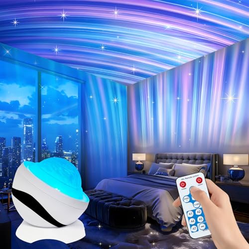 3 in 1 Light Projector for Room Decor Aesthetic, Northern Lights Projector, Ocean Lamp & Galaxy Projector for Bedroom Decor, Valentine's Day Gifts for Adults Teen Girl Gifts Ambient Lighting - color: Pure White