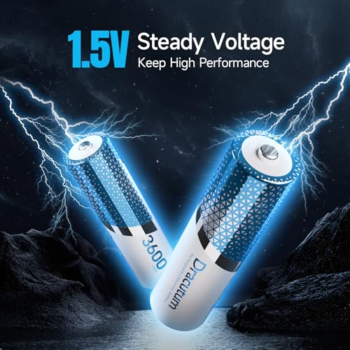 3600mWh Rechargeable Lithium AA Batteries, 4 Pack High Capacity 1.5V Constant AA Li-ion Rechargeable Batteries for Camera, Doorbell, Smart Lock Deadbolt, Security Aralm System - size: 4 AA 3600 mWh