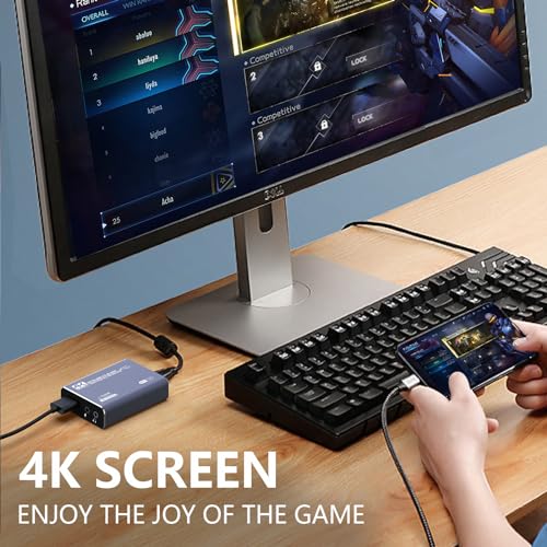 dobestyou 4K Capture Card Grey for Streaming, Recording & Gaming – HDMI Video Capture Device with USB 3.0, 1080p 60fps, Plug & Play,Zero Latency for PS5, Xbox, Switch, OBS, PC, Mac - size: Capture Card With Hdmi Cable-Grey