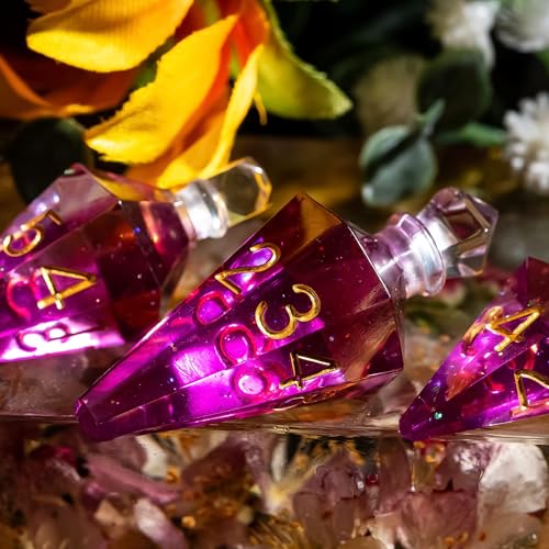 7PCS Potion DND Dice Set,Transparent Sharp Edge Die Set D&D RPG Polyhedral Dice,for Dungeons and Dragons TTRPG Games Roleplaying Games.(Deep Purple) - color: Deep Purple
