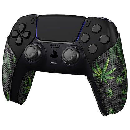 eXtremeRate PlayVital Anti-Skid Sweat-Absorbent Controller Grip for ps5, Professional Textured Soft Rubber Pads Handle Grips for ps5 Controller - Green Weeds - color: Green Weeds