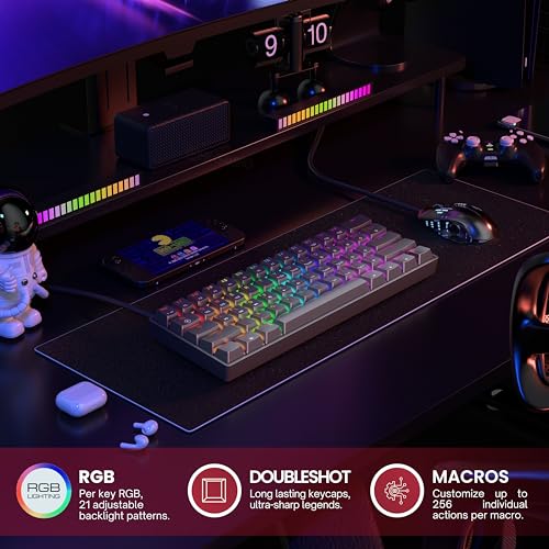 HK GAMING GK61HE 60% | Magnetic Mechanical Gaming Keyboard | Rapid Trigger 0.1mm Step | 61 Keys Multi Color RGB | 1kHz Polling Rate | PC/Mac Gamer | US Layout (Black) - color: Black