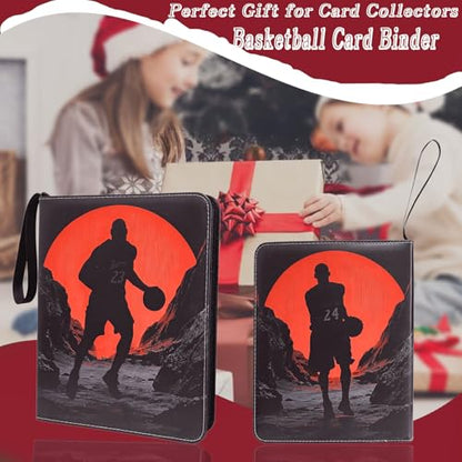 Basketball Card Binder - 900 Capacity 9-Pocket Trading Card Album, 3 Ring Card Holder Binder, Waterproof PU Leather, Zip Closure, Perfect Christmas Birthday Gift for Collectors - size: 900 Pockets Basketball