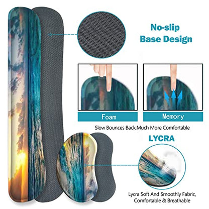 ToLuLu Mouse Pad, Memory Foam Ergonomic Keyboard Mouse Wrist Rest Support | Large Extended Gaming Desk Mat with Stitched Edges, Non-Slip Base Mousepad Set for Home Office Game and Study, Beach Sunset - color: Sunset Sea Beach