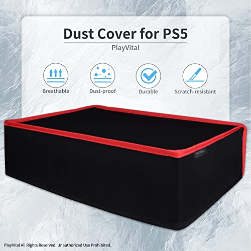 PlayVital Black Nylon Horizontal Dust Cover for ps5, Soft Neat Lining Dust Guard, Anti Scratch Waterproof Cover Sleeve for ps5 Console Digital Edition & Disc Edition - Red Trim - color: Red Trim