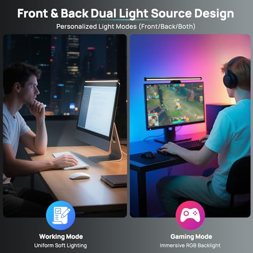 Monitor Light Bar, 17" Smart Screen Light with RGB Backlight & App Control | Stepless Dimming & Anti-Glare Desk Lamp, Wireless Smart Lighting for Home, Office & Gaming Setups, Ultimate Comfort Boosted