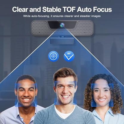 ToLuLu 4K Auto Focus Webcam for PC, 4 AI Noise-Canceling Mics UHD Web cam | Auto Light Correction, 85°FOV Computer Web Camera, USB Plug&Play Webcam with Tripod & Privacy Cover Works w/Zoom/Skype/Google - style: 4K Autofocus Webcam with Cover & Tripod