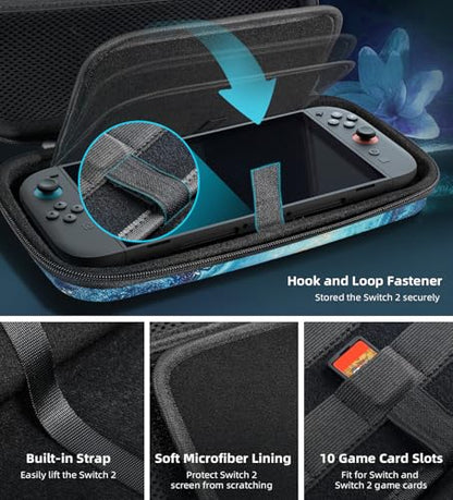 TiMOVO Carrying Case Compatible with Nintendo Switch 2, Gilding Texture | Travel Carry Case, 10 Game Cartridges & Pocket, Protective Portable Hard Shell Pouch, For Console & Accessories - color: Gilding Texture