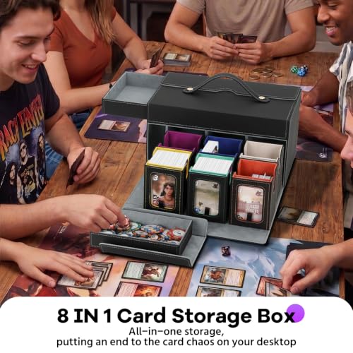 MTG Commander Deck Box with Handle, 6deck Modular Card Case and 2Dice Trays | Holds 780+ Double-Sleeved Cards,Removable Magic the Gathering Storage,Magnetic Lock/Holderss, Display Window for TCG/EDH - color: Colorful, style: 6-Deck Modular Card Case