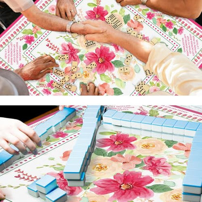 Drydiet Floral Mahjong Mat with Rules Non-Slip Noise Reduction Gaming Mat for Table Cover Card Board Tile Poker Dominoes (31.5" X 31.5") - size: 31.5" X 31.5"