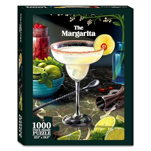 Gouda Games The Margarita – Cocktail Jigsaw Puzzle for Adults, 1000 Pieces | Includes Sorting Trays, Fun for Families, Friends, Game Nights, Gifts for Cocktail Lovers, Finished Size 27.5" x 19.5"