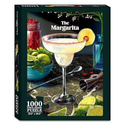 Gouda Games The Margarita – Cocktail Jigsaw Puzzle for Adults, 1000 Pieces | Includes Sorting Trays, Fun for Families, Friends, Game Nights, Gifts for Cocktail Lovers, Finished Size 27.5" x 19.5"