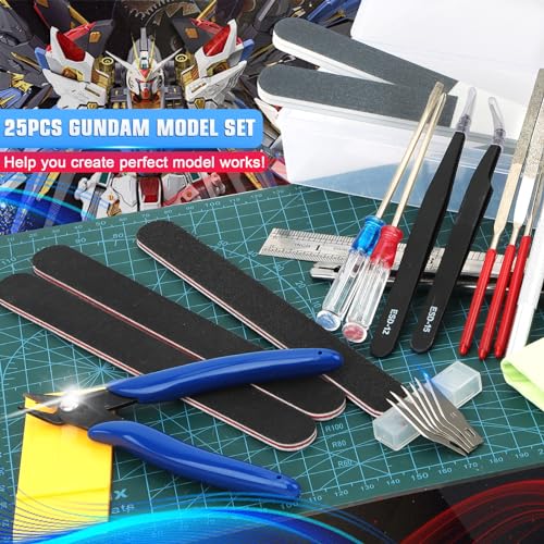 Professional 25PCS Gundam Model Tools Kit Hobby Building Tools Craft Set Gundam Modeler Basic Tools for Basic Model Building, Repairing and Fixing - color: 25pcs