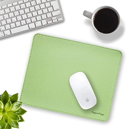 Leather Mouse Pad - Wood Mouse Pad, Double Side Mouse Pad with Stitched Edge, Waterproof Ultra Thin Mouse Pad for Computers, Laptop, Office & Home, 10.2 x 8.3 Inch, 1 Pack (Matcha Green) - color: Matcha Green